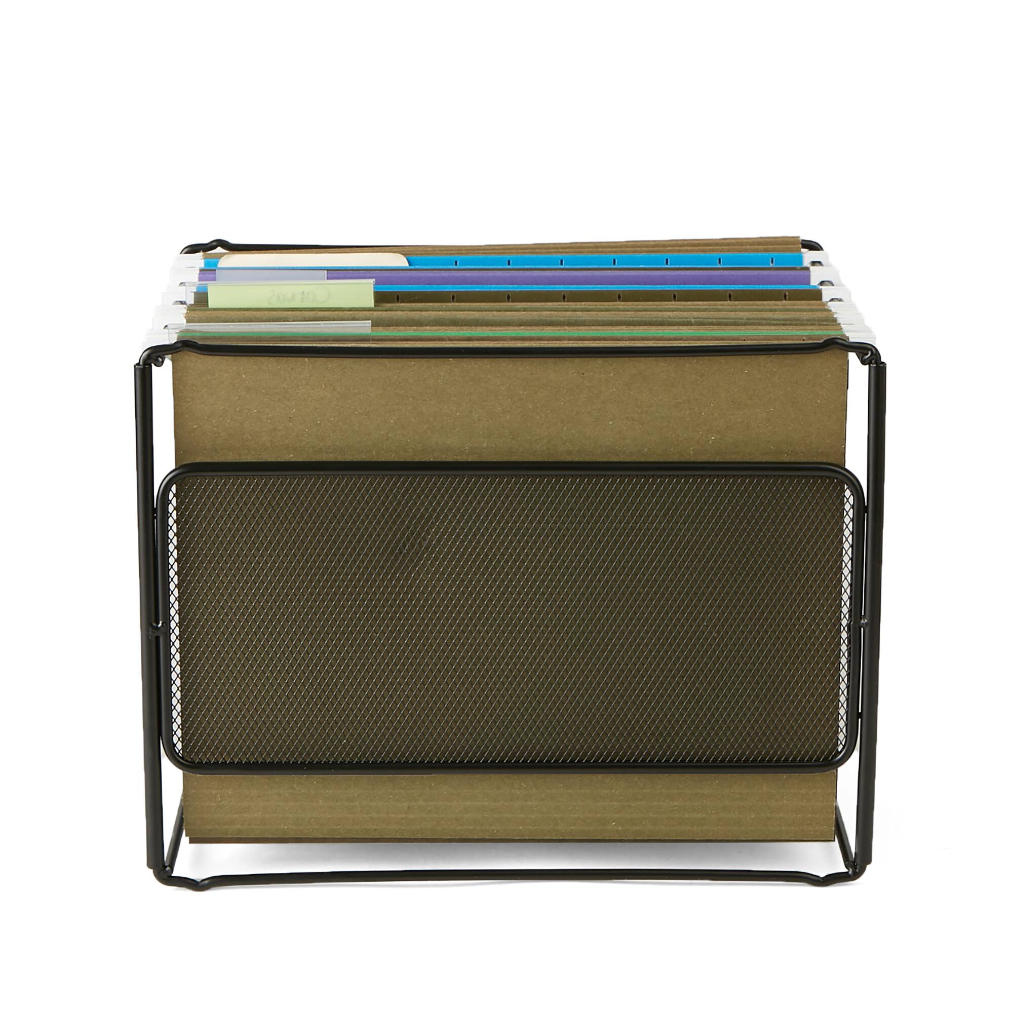 Mind Reader Black Desktop File Organizer Box
